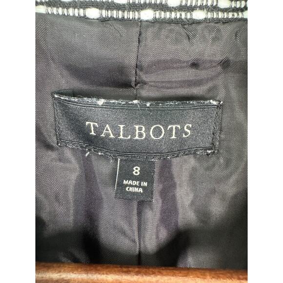 Talbots Women’s 8 Tweed Blazer Black White Suit Jacket Classic Workwear Lined - Picture 2 of 6